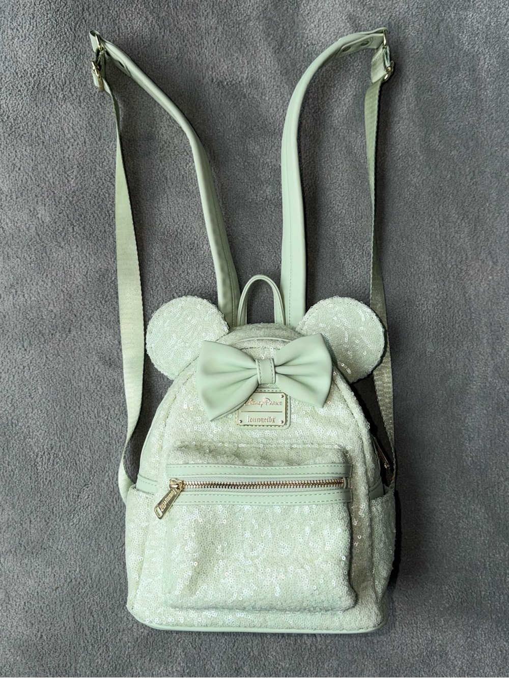 Disney Parks x Loungefly Minnie Mouse Mint Green Sequin Mini Backpack